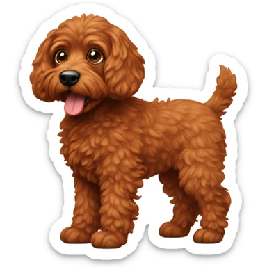 red miniature doodle dog sticker