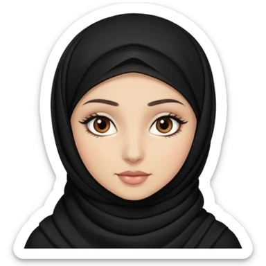 half hijab with dark brown eyes and long lashes with and light  skin sticker