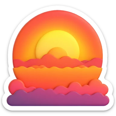A 3D emoji of a sunset sticker