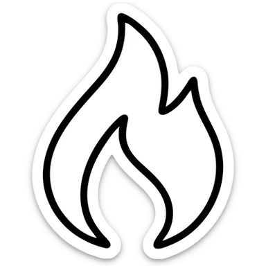 iconic blue fire resembling Snapchat streak, outlined icon style, simple and recognizable sticker