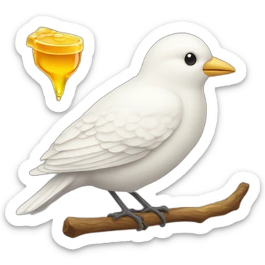 White bird with honey sticker