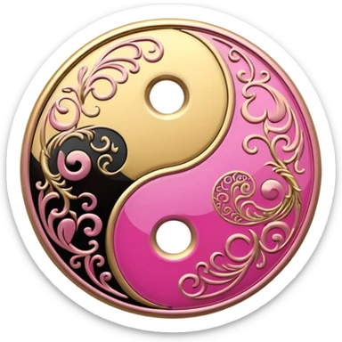 Yin Yang gold and pink sticker