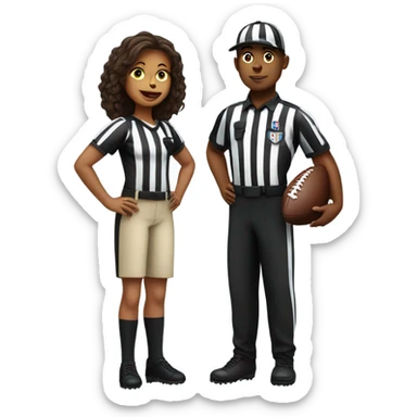 American football woman referee with boy football player  sticker