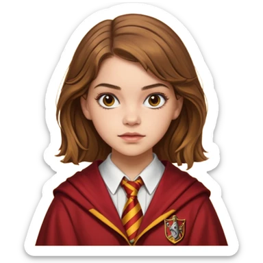 Barbara Palvin as Hermione Granger in her gryffindor robes sticker