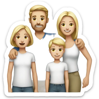 White Family with 3 kids eldest boy 2 girls sticker