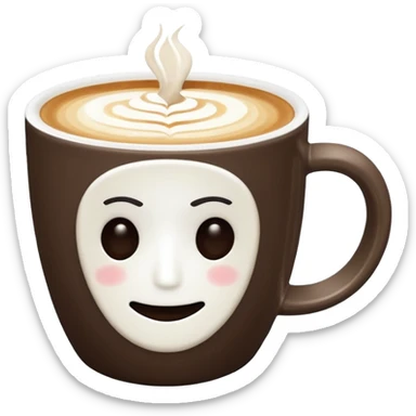 a flat white coffee without a face in a clean white coffee mug witout anyhing on it. there is latte art in the coffee sticker