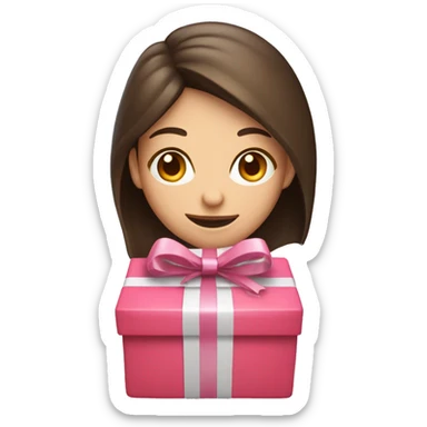 Brunette Caucasian opening gift   sticker