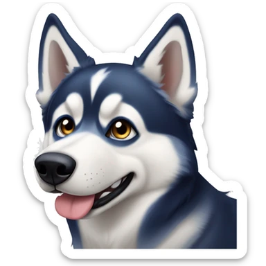husky siberiano con ojos azules y con mancha de 3 hojas en la frene sticker