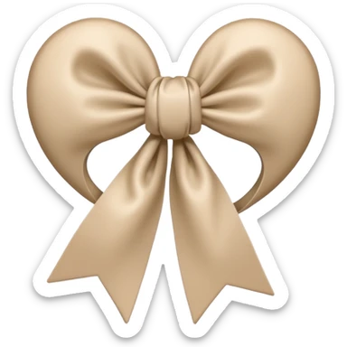 white heart with beige bow sticker