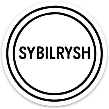 A circular coin with the text "SYBILRYSH" inscribed in the center. The coin has a circular rim and simple coin detailing. sticker