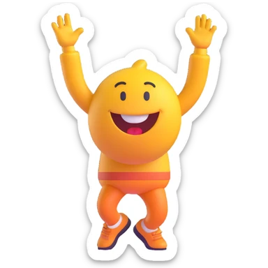 3D emoji-style character doing the Griddy dance, dynamic pose, cheerful face sticker