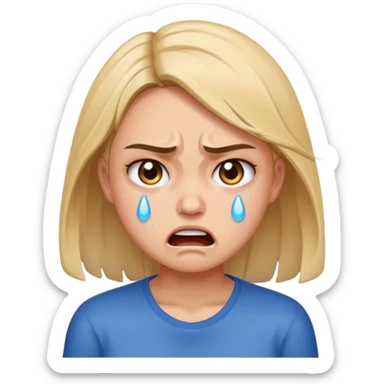 A girl being very angry and crying sticker