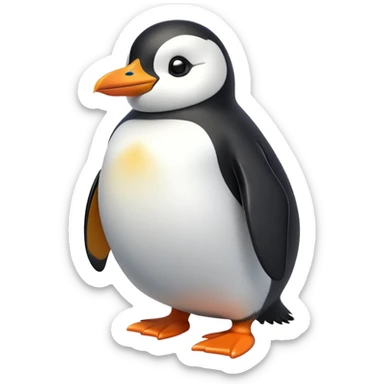 cinematic-penguin-realistic-full-body-standing-emoji,-plump-body-balanced-with-tiny-wings-tucked-close,-sleek-black-and-white-feathers-smoothly-layered,-head-tilted-dramatically,-bright-orange-beak-glinting-in-the-arctic-sun,-simplified-yet-realistic-focused-features,-highly-detailed,-glowing-with-an-almost-sarcastic-glow

 sticker