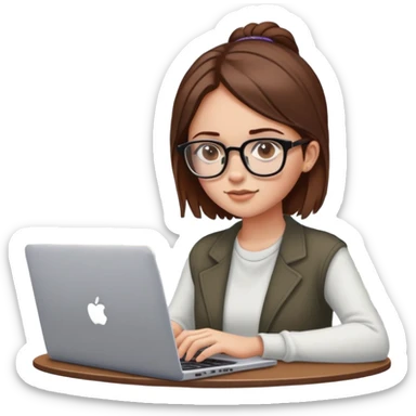 girl with glasses and piercing and windows laptop brown hair sticker