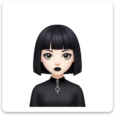Goth girl with black bob micro bang haircut sticker