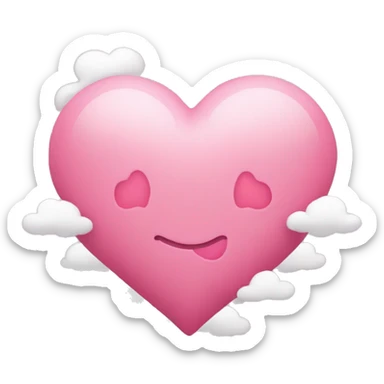 pink heart with 3 small clouds surrounding it sticker