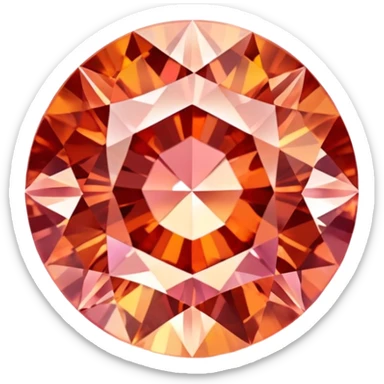 Round cut Padparadscha sapphire with sunset orange-pink hue and sparkling facets sticker