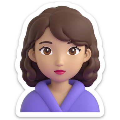 portrait of an Asian girl with medium brown wavy hair and brown eyes sticker