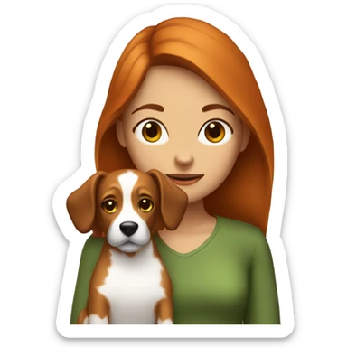 Brunette girl with ginger dog  sticker
