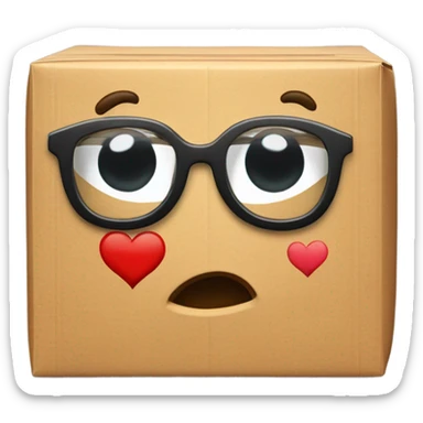 caja inteligente con lentes encima de un corazon gigante sticker