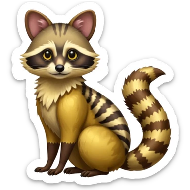 Colorful exotic shiny beautiful elegant Cacomistle-tanuki-genet-oncilla-animal-hybrid (full body) sticker