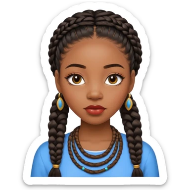 Black girl with Fulani braids long lashes lipgloss and really pretty sticker