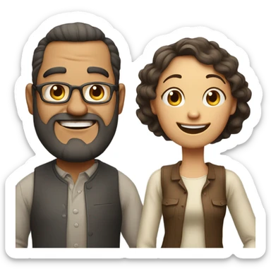 Big fat man and skinny girl sticker