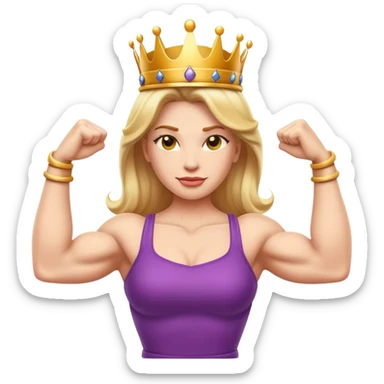 Generate an emoji with a queen pretty face flexing strong muscle arms  sticker