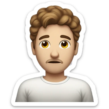 A white men with brown hair and blue eyes going to sleep, sad alone in bed sticker