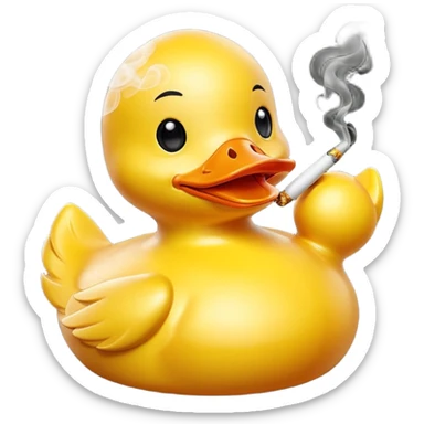 Rubber duck gettinf high on weed cartoon sticker