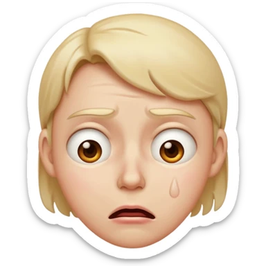 traumatized face emoji, anxious expression, furrowed brows, sweat drops, trembling lips sticker