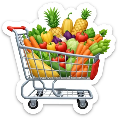 shopping cart full groceries sticker