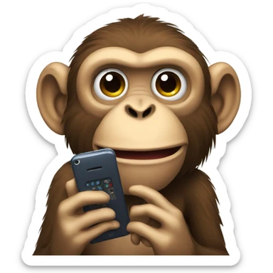 monkey holding phone sticker