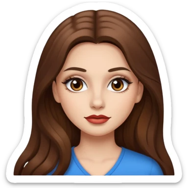 girl with long brown hair standing make up latina white skin tone sticker