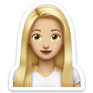 Pretty girl blond long straight hair  sticker