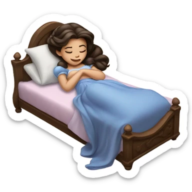 Sleeping brunette beauty princess Disney, bed sticker