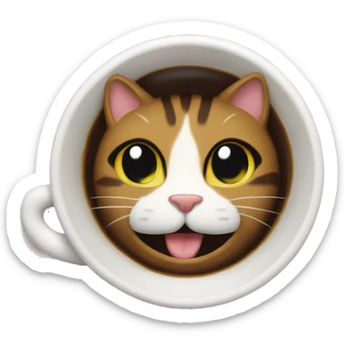 Coffee in cat mug sticker
