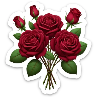 burgundy red rose bouquet sticker
