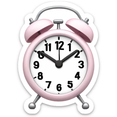 A pink alarm clock with eyes and a white dial for a face sticker