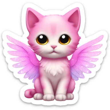 Pink ombre sparkly kitten with angel wings  sticker