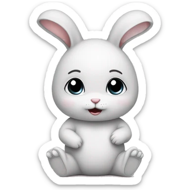 Anxious baby rabbit in bodysuit sticker
