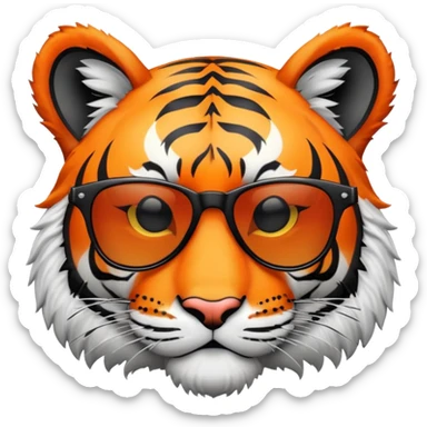 tiger face with deal with it sunglasses dropping down for Twitch emote sticker