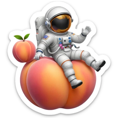 Astronaut Riding a peach sticker