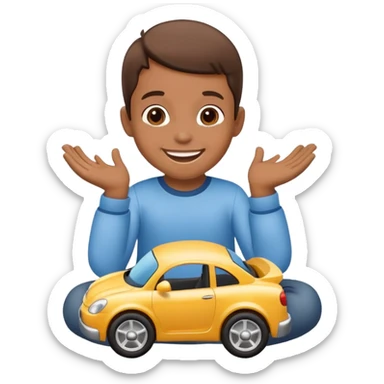 child playing with toy cars sticker
