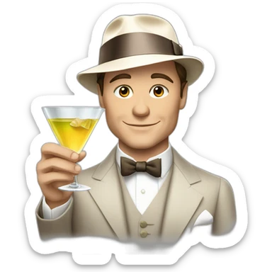 Leonardo Di Caprio in the movie The Great Gatsby with a glass of martini sticker