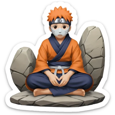 Obito Uchiha where he sits on a stone and sticker