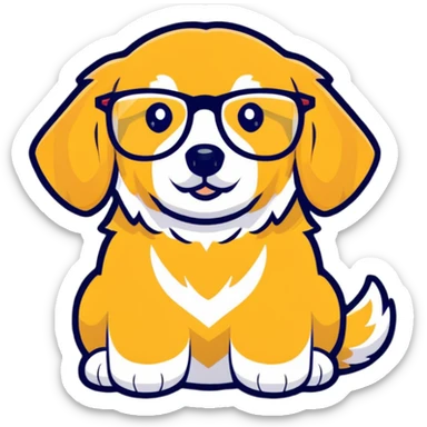 Golden retriever wearing glasses  sticker