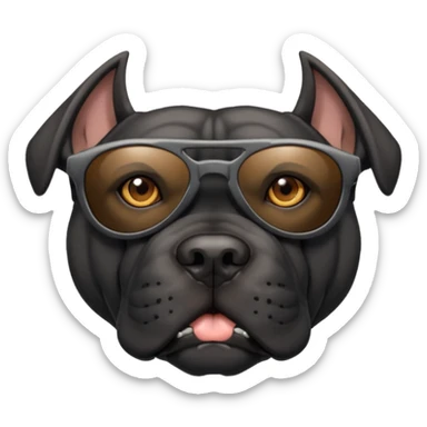 A a black cane corso with Oakley sunglasses sticker