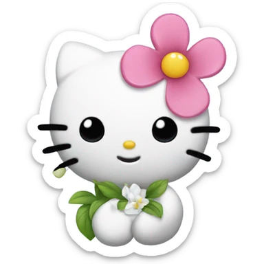 Hello kitty with a flower sticker