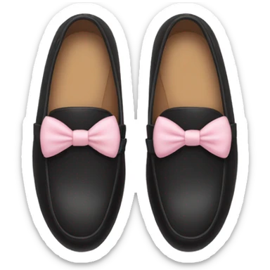 A Black loafers with soft pink bow sticker